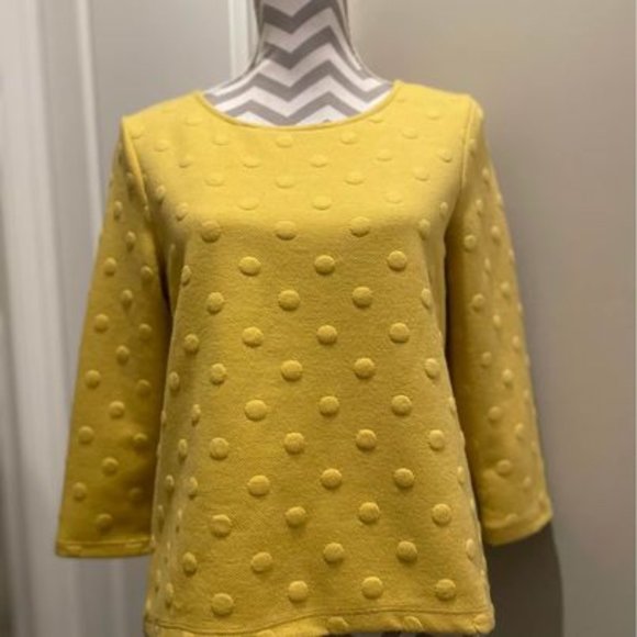 Anthropologie Tops - NEW Anthropologie WF (Who Wear What When Where) Mustard Polka Dot 3/4 Sleeve Sm